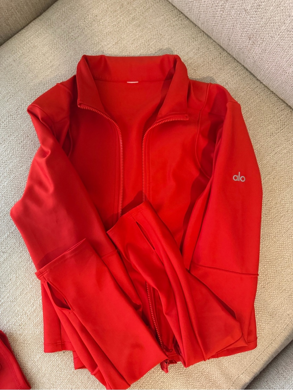 ALO Yoga Red Full-Zip Bomber Jacket